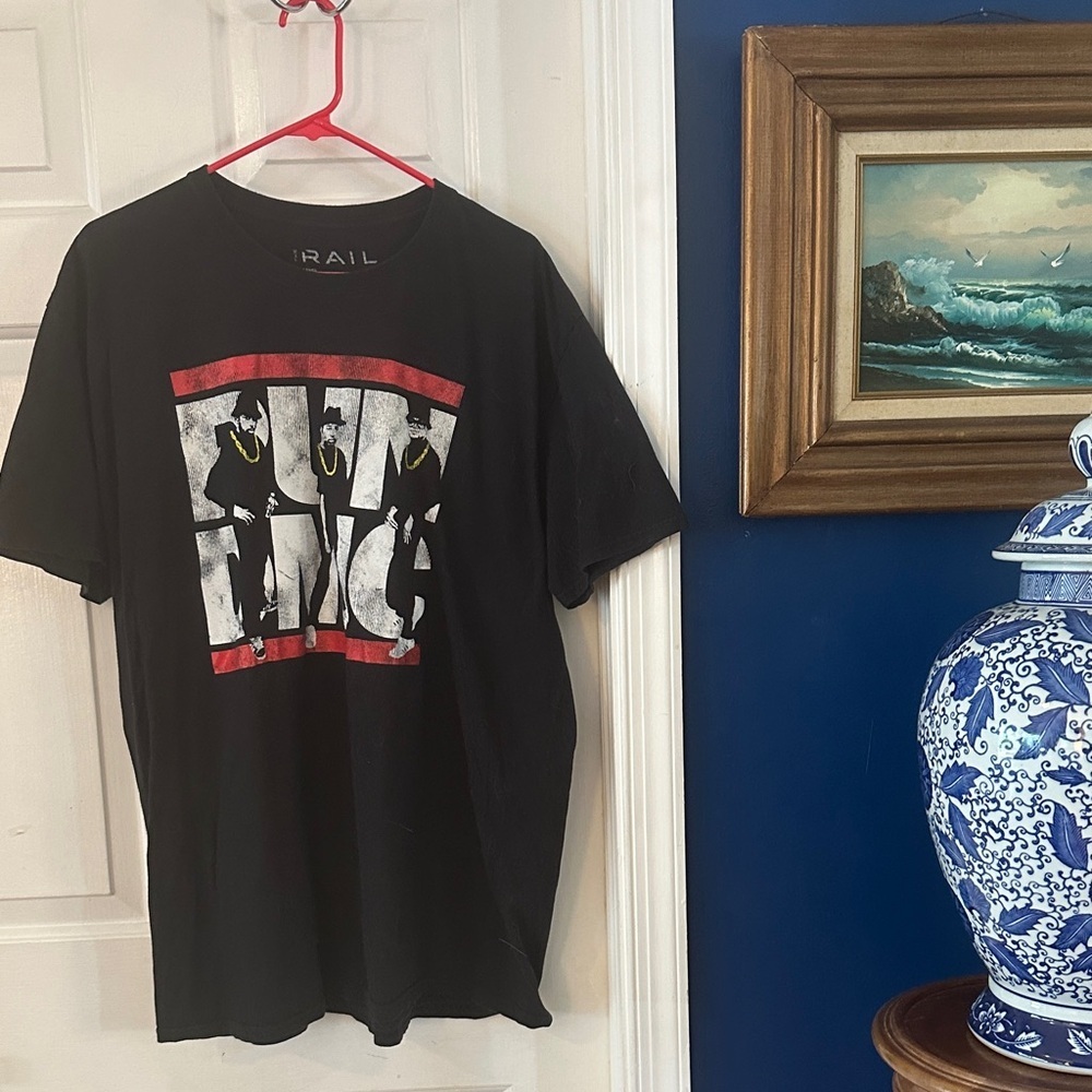 Vintage The Rail Black Run DMC Hip Hop Rap Graphic Short Sleeve T-Shirt Size XXL